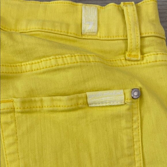 7 For All Mankind Yellow Skinny Jeans 29 Zip Fly Mid Rise Stretch Womens Denim - Picture 8 of 12